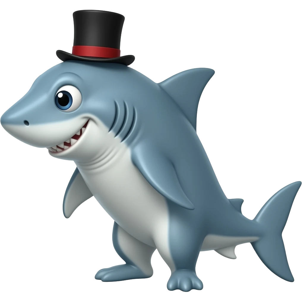 Shark with a top hat emoji