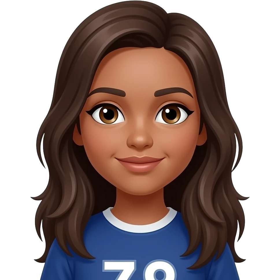 Ein Mädchen mit dem Hobby fußball lange dunkel brauneHaare und voll Milch Schokolade Hautfarbe emoji