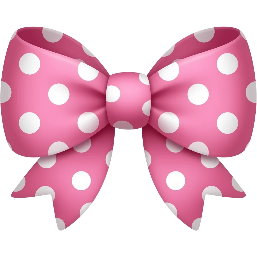 pink bow with white polka dots emoji