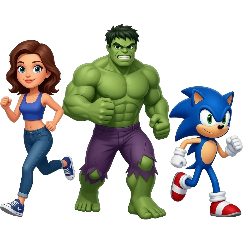 woman hulk and sonic run emoji
