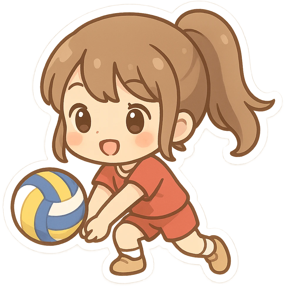 girl playing volleyball, cute chibi cartoon style emoji