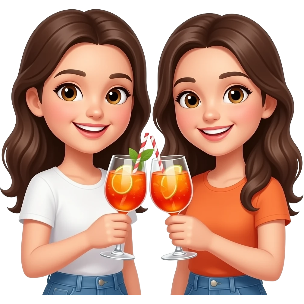 Aperol Spritz cheers 2 girl brunette girl emoji