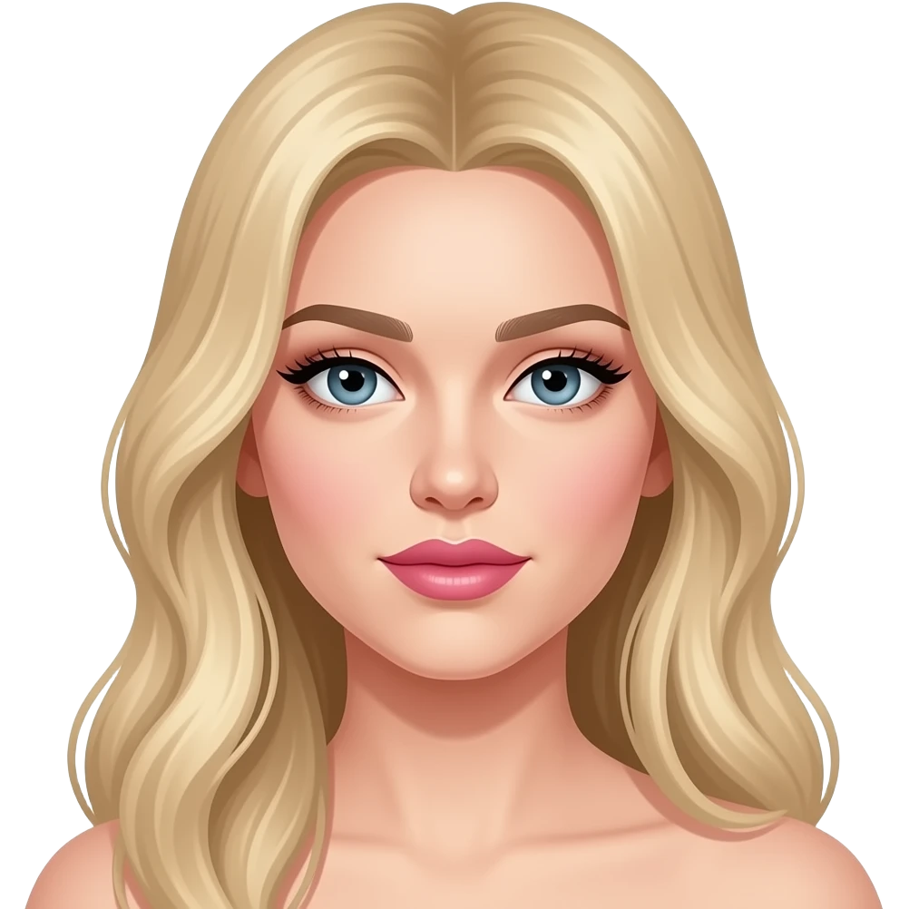 Long blonde hair Russian looking pink lips and structured cheekbones beautiful eyes and long eyelash’s emoji