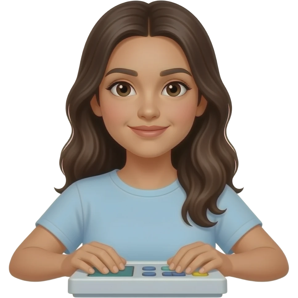 Young long hair Hispanic radiology hands on emoji