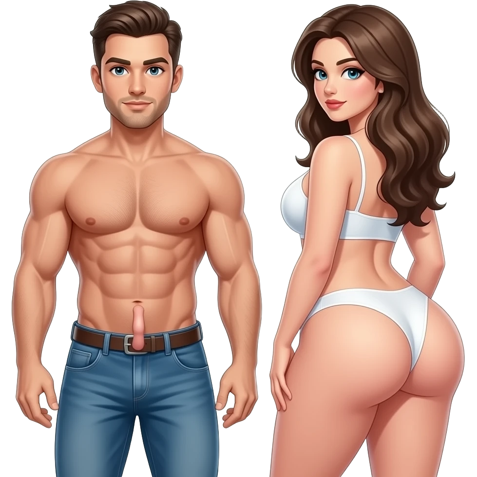 A MUSCULOUS AND NAKED MAN WITH BIG DICK FUCKING A BIG BOOTY WOMEN emoji