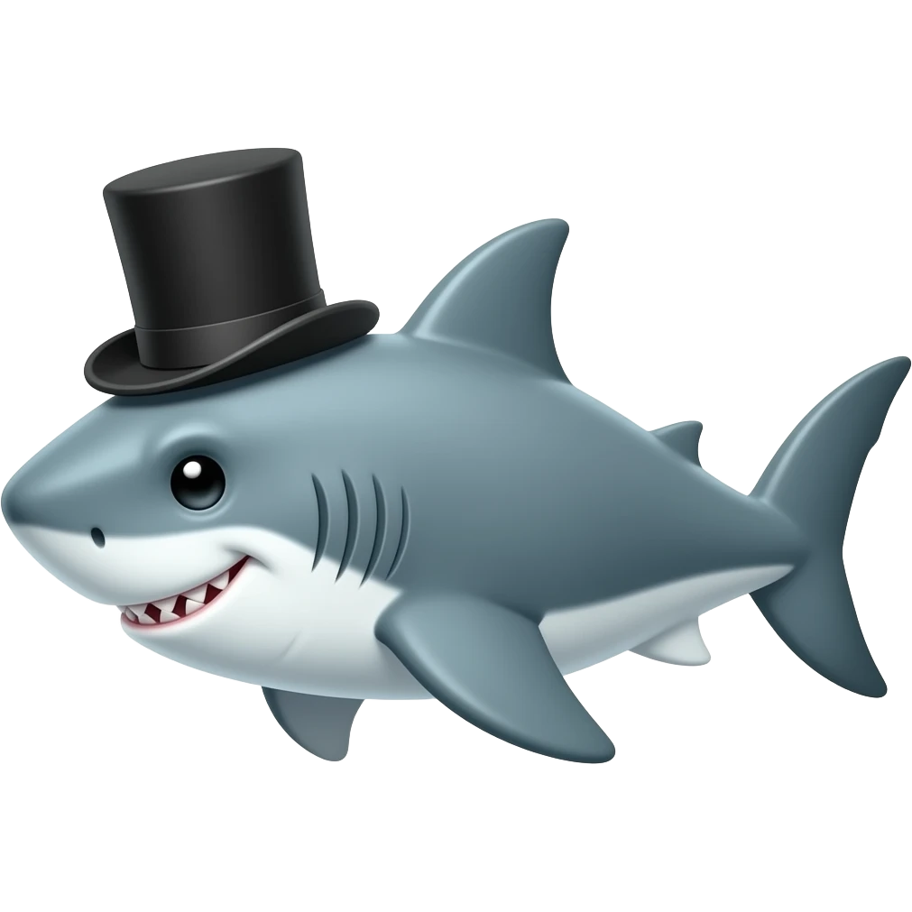 Shark with a top hat emoji