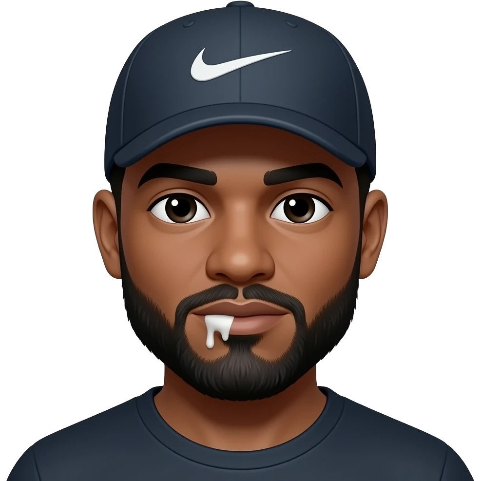 40 year old black man in Nike hat  with only mouth starch and chin beard emoji