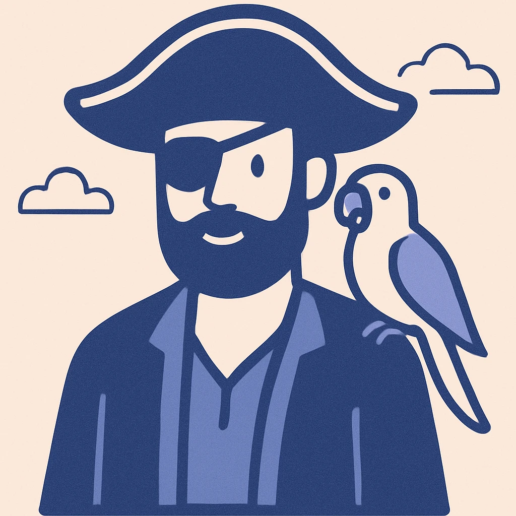 pirate with eye patch and parrot emoji
