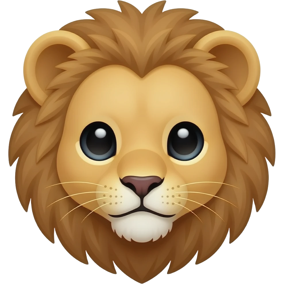 A lion light dark brown cub cute  portrait emoji