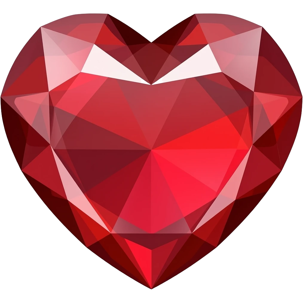 red detailed crystal heart emoji