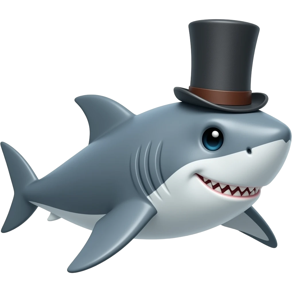 Shark with a top hat emoji