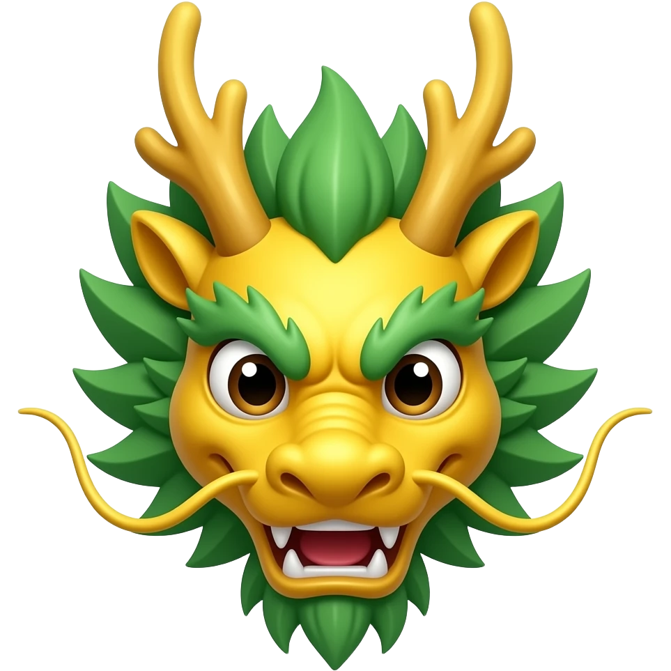 crea la cara de un dragon de china en amarillo y verde emoji