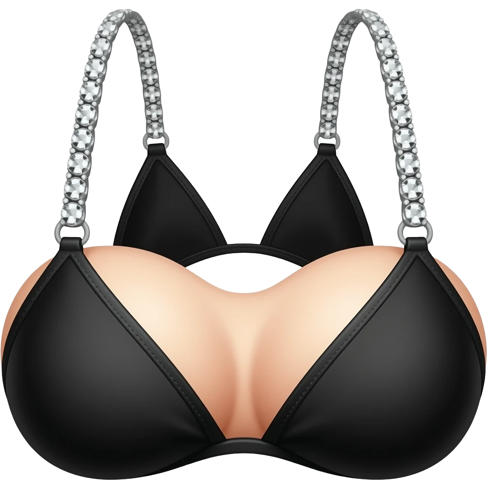 Black bikini set with diamond straps emoji