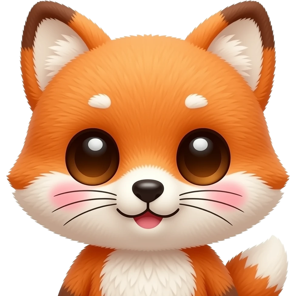 cute fox stuffed animal face close up disney style emoji