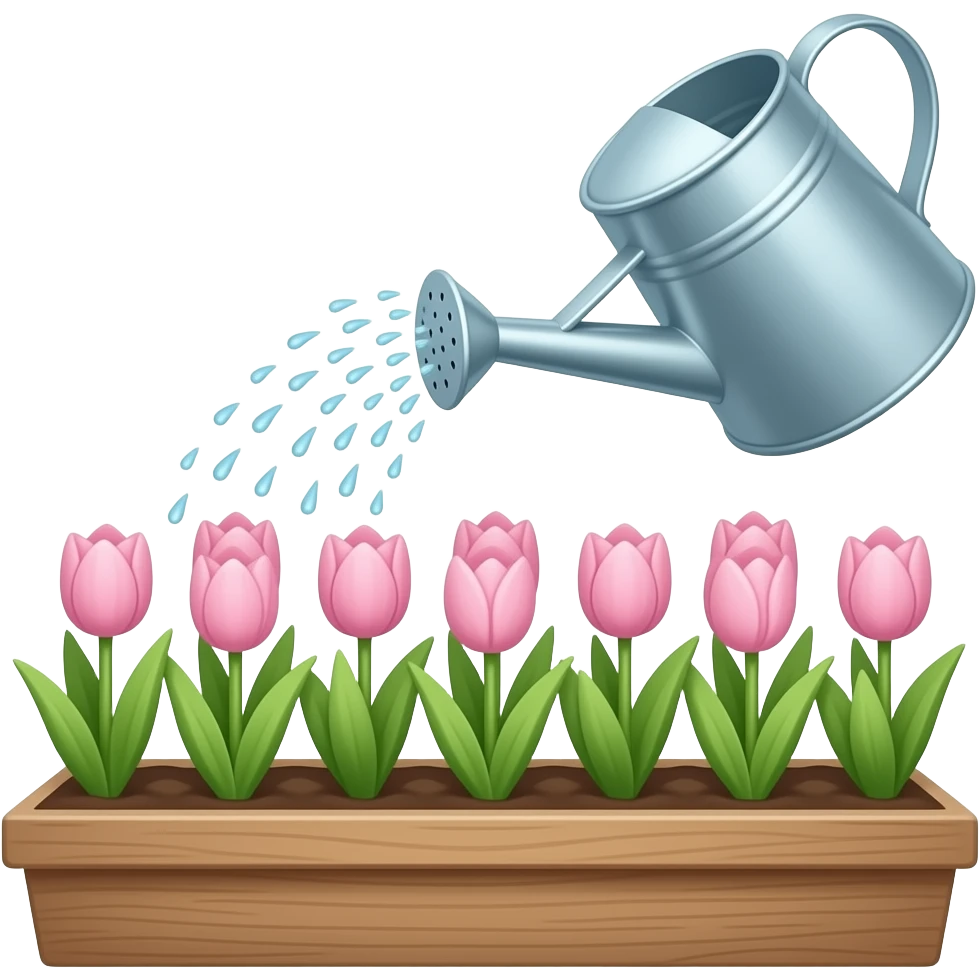 watering can fun off pastel pink tulips emoji