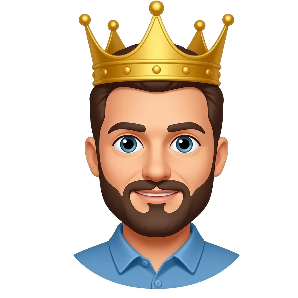 Un hombre con una corona emoji