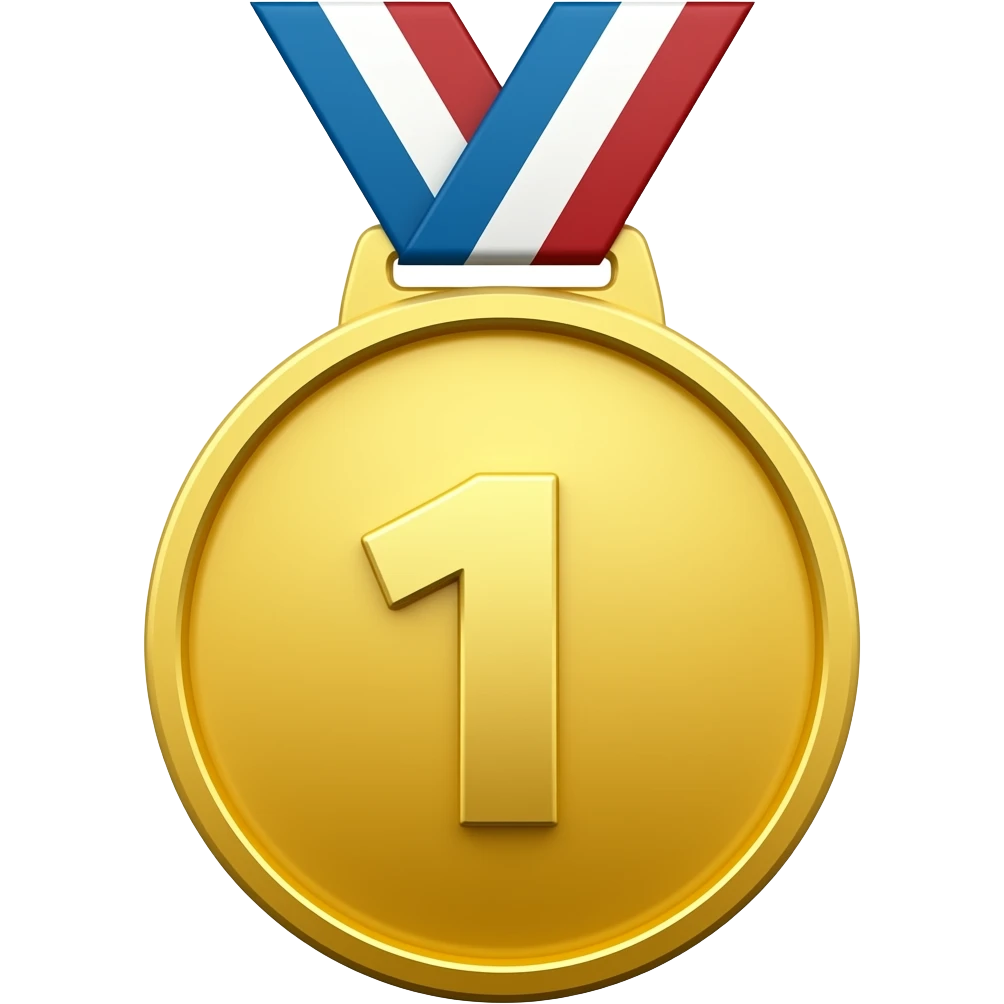 olympic gold medal  with number "1" (ratio 3:2) emoji
