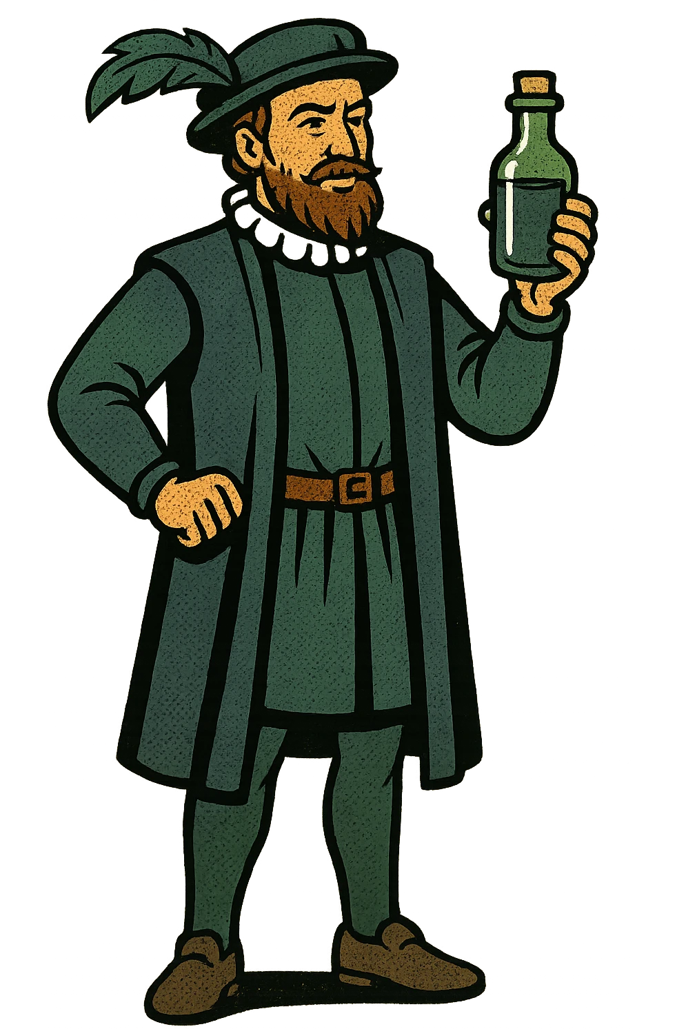 the full body of A male doctor from tudor england with his herbal medicine bottle emoji