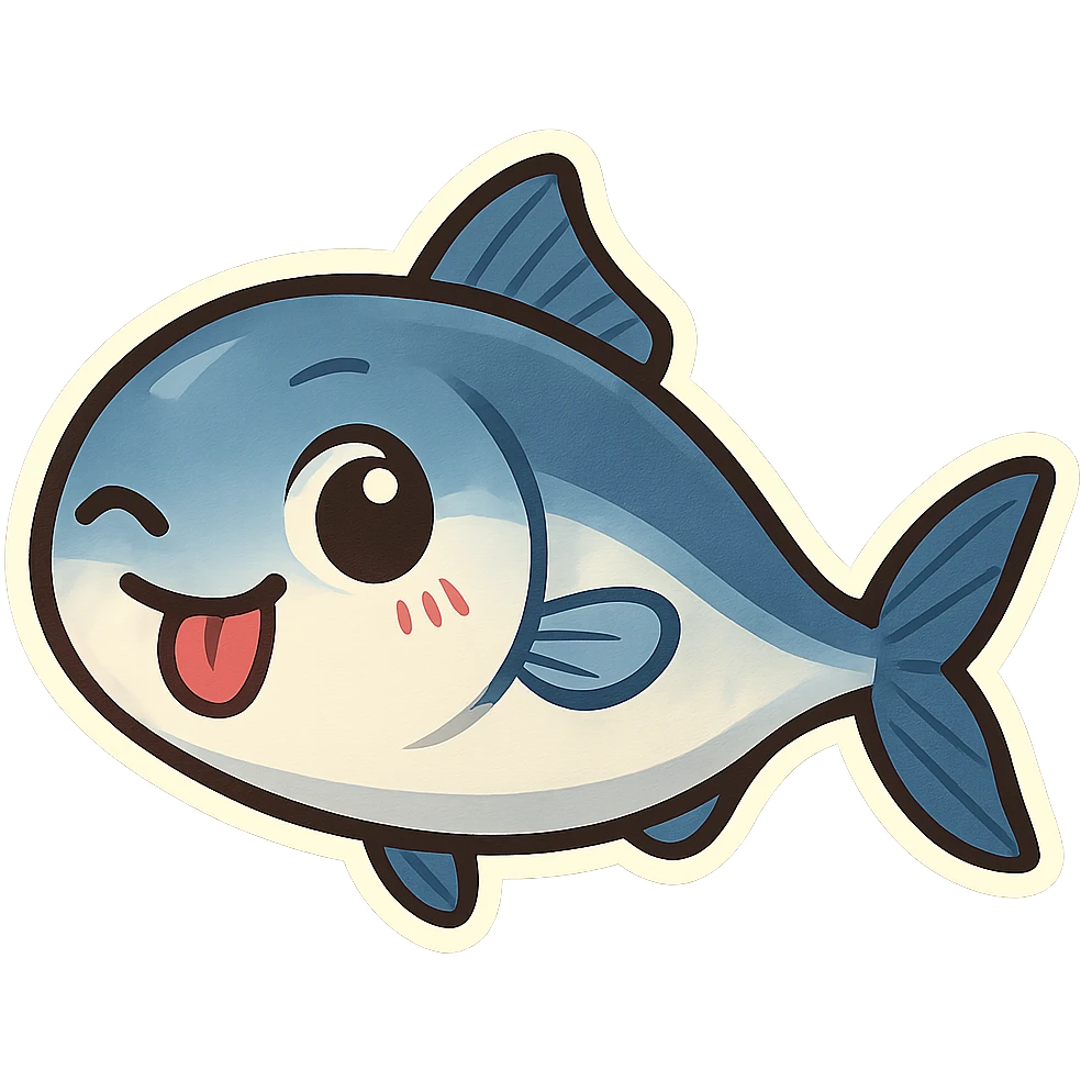 cute hamsi anchovy fish, playful cartoon style, simple and expressive emoji