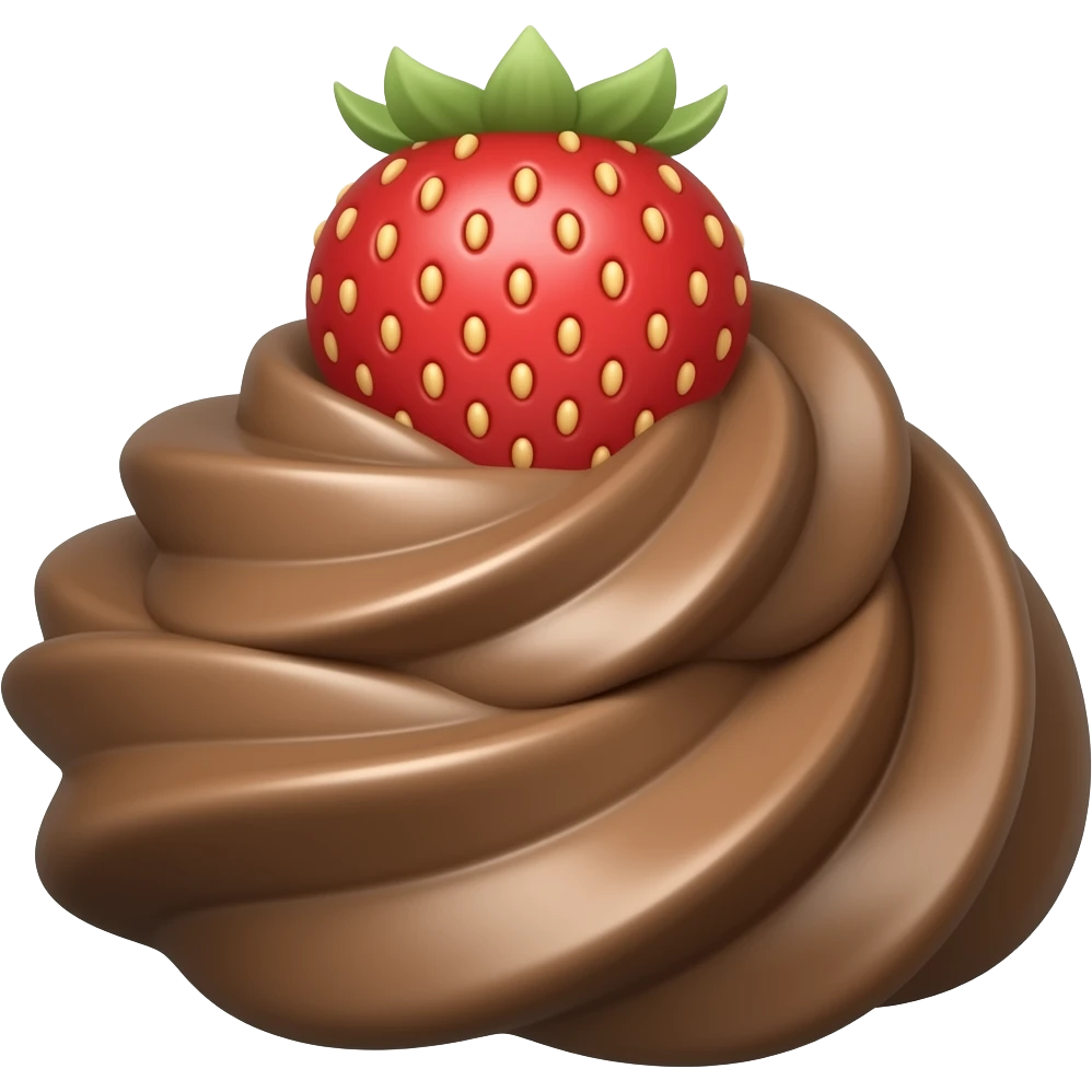 A chocolate swirl with strawberry on top emoji