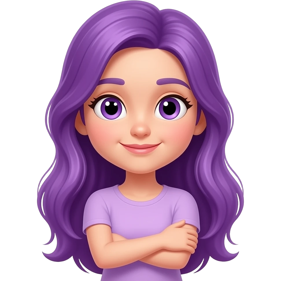 GIRL WITH LONG PURPLE HAIR GIVES HUGS emoji