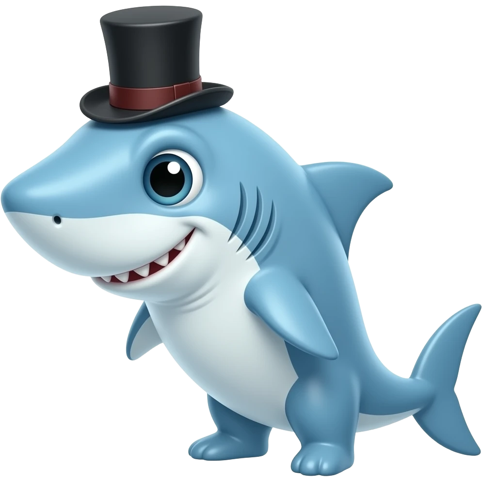 Shark with a top hat emoji