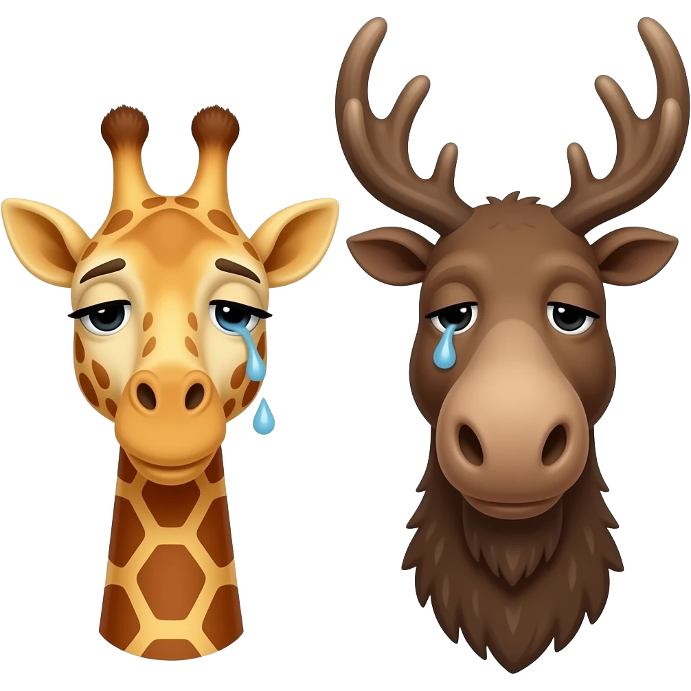 Einfacher Giraffenkopf und Elchkopf sind beide müde emoji