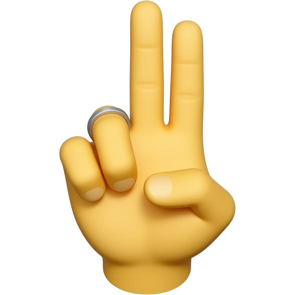 yellow hand emoji with only ring finger  and middle finger pointing  up emoji