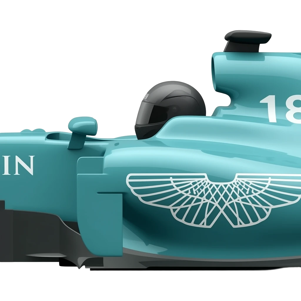 Aston Martin f1 sideways #18 with the person in the car wearing a black helemt emoji