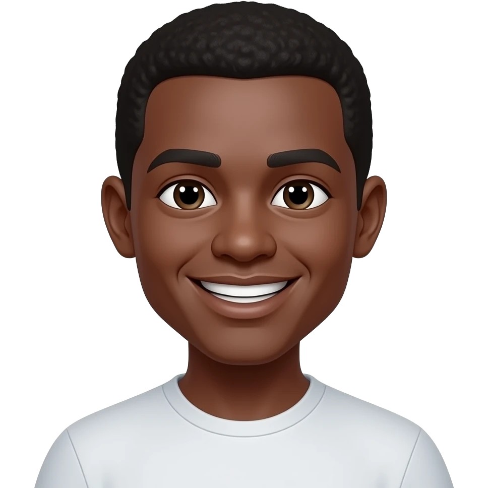 Black man with short afro and a big smile emoji