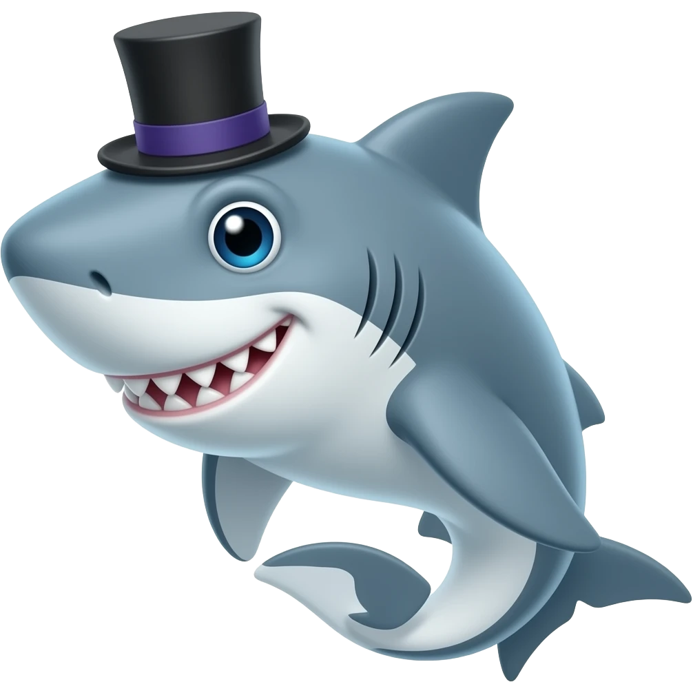 Shark with a top hat emoji