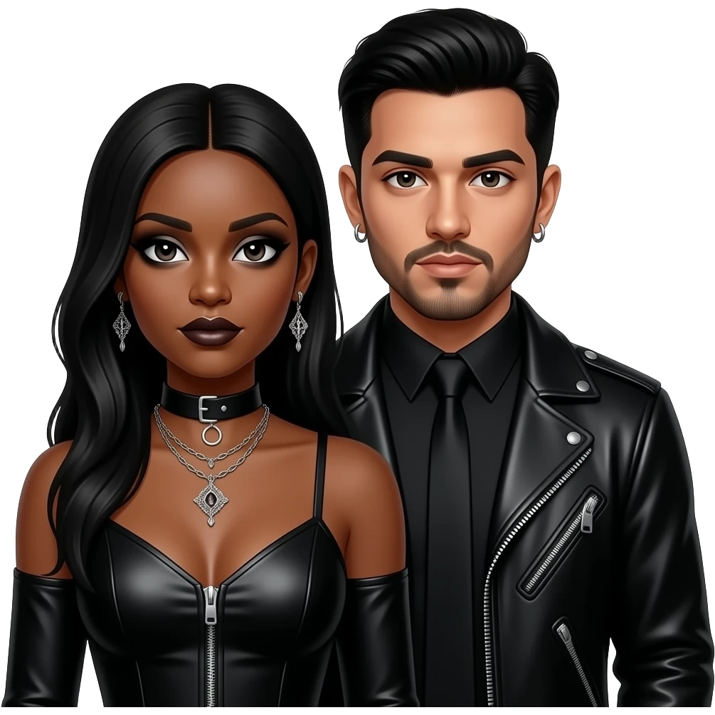 Dark skin Mexican goth couple emoji