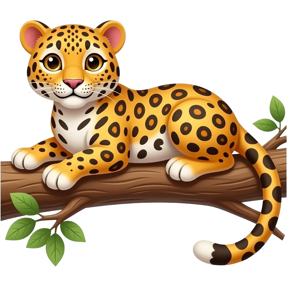 Cartoon leopard lays in a tree emoji