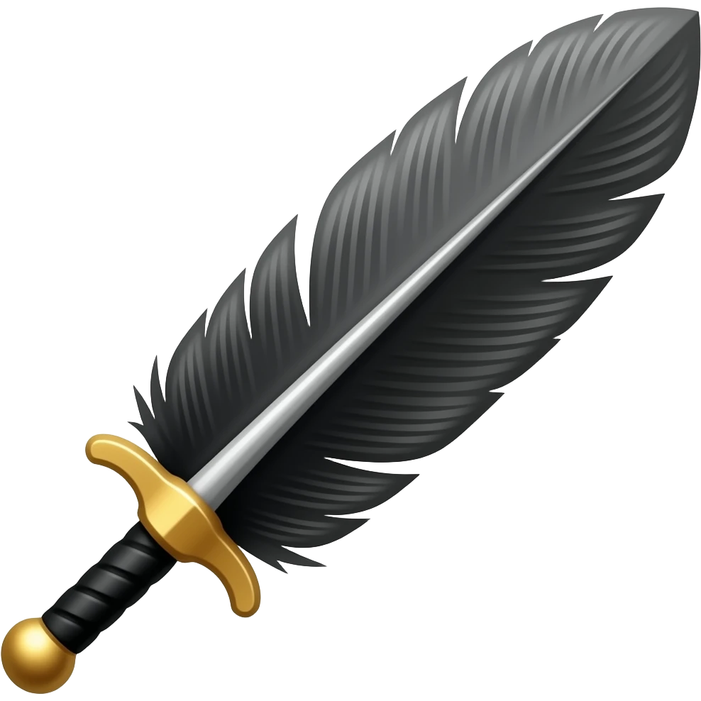 Black feather and sword emoji