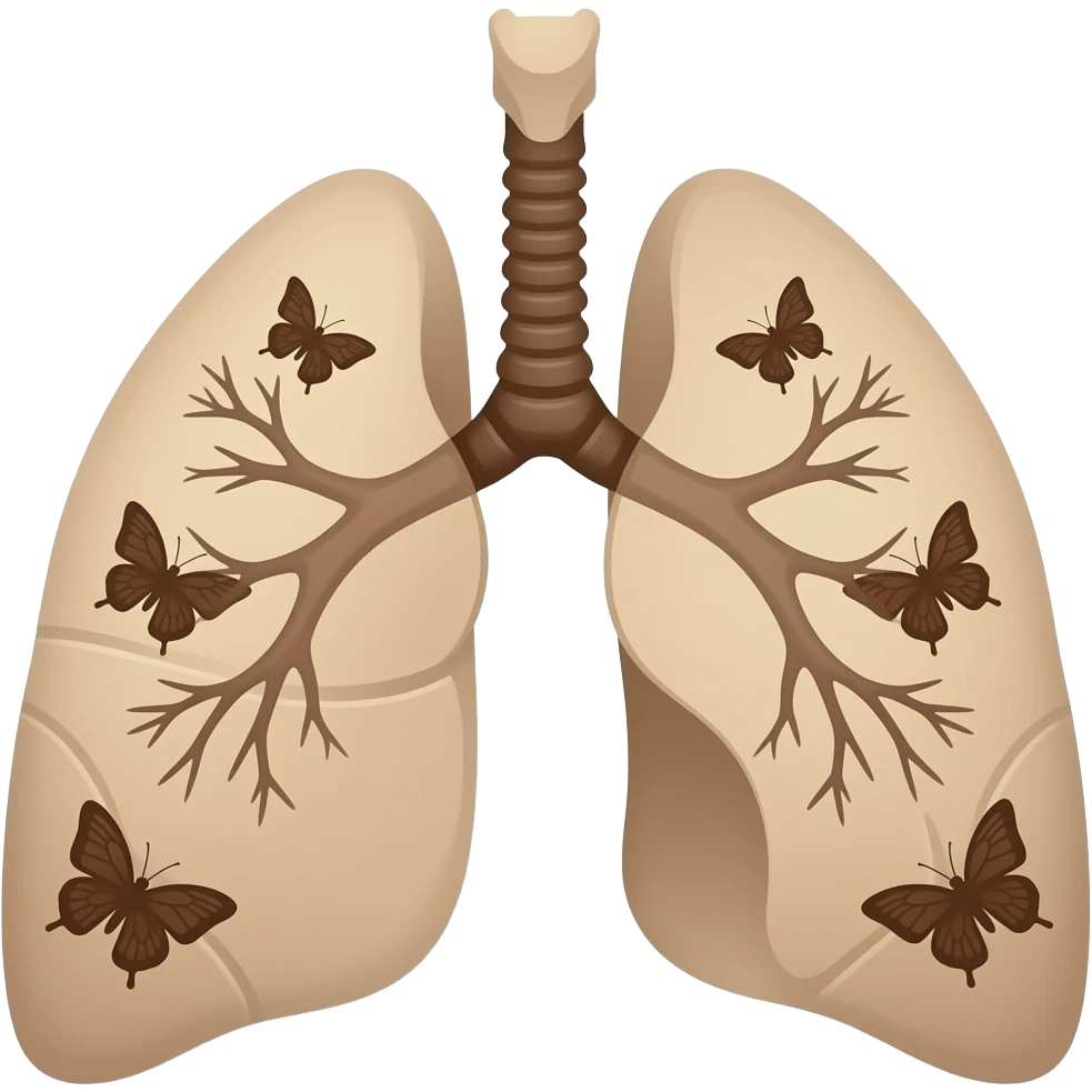 brown butterflies in beige lungs x-ray emoji