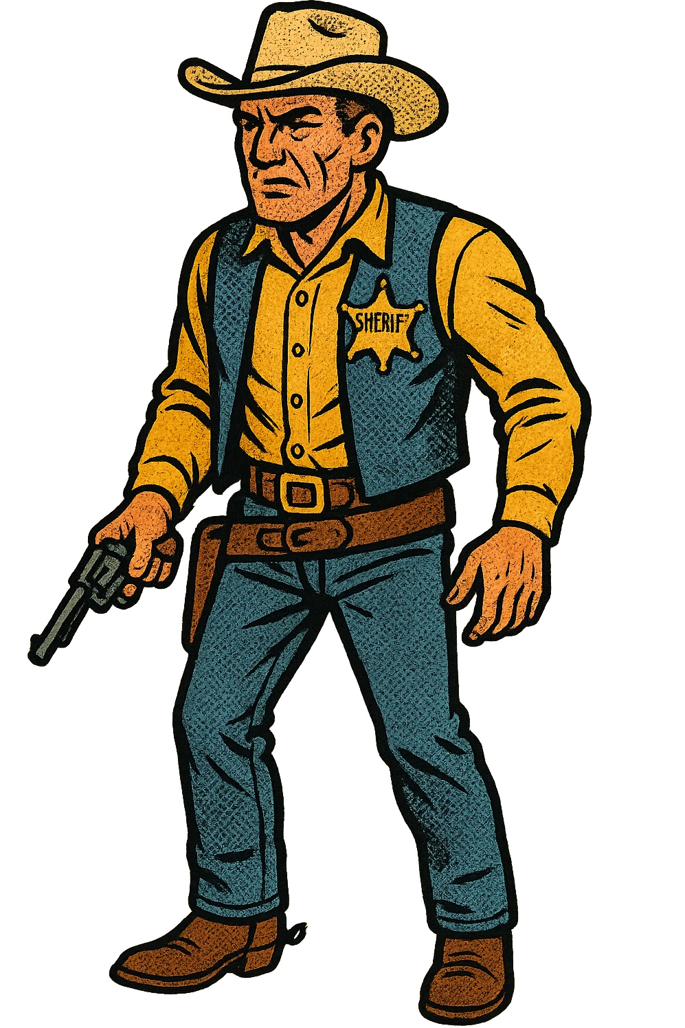 The full body of a tough looking Sheriff from the American West emoji