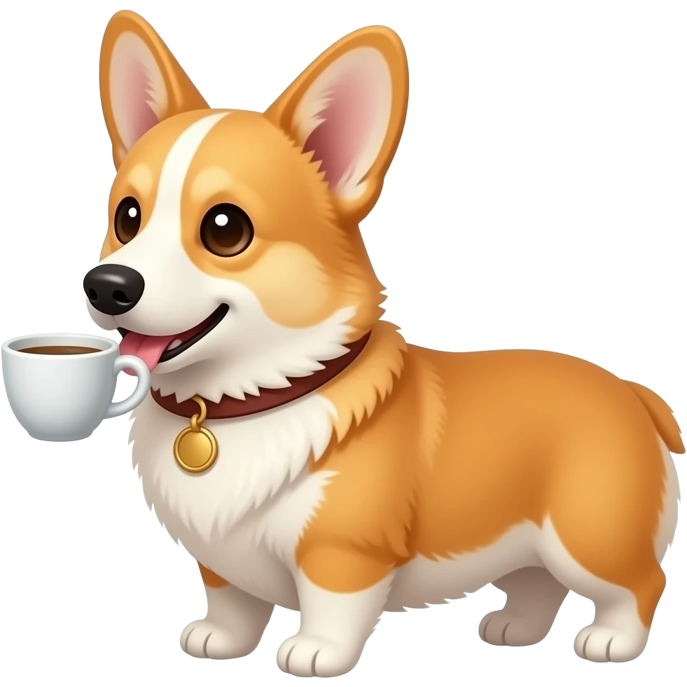 corgi drinking coffee cute emoji
