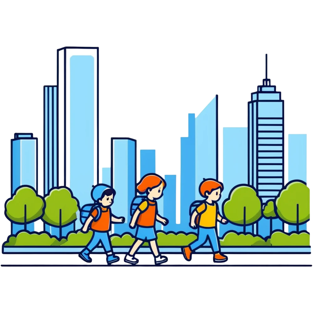 Sister and brother walking in a busy city emoji