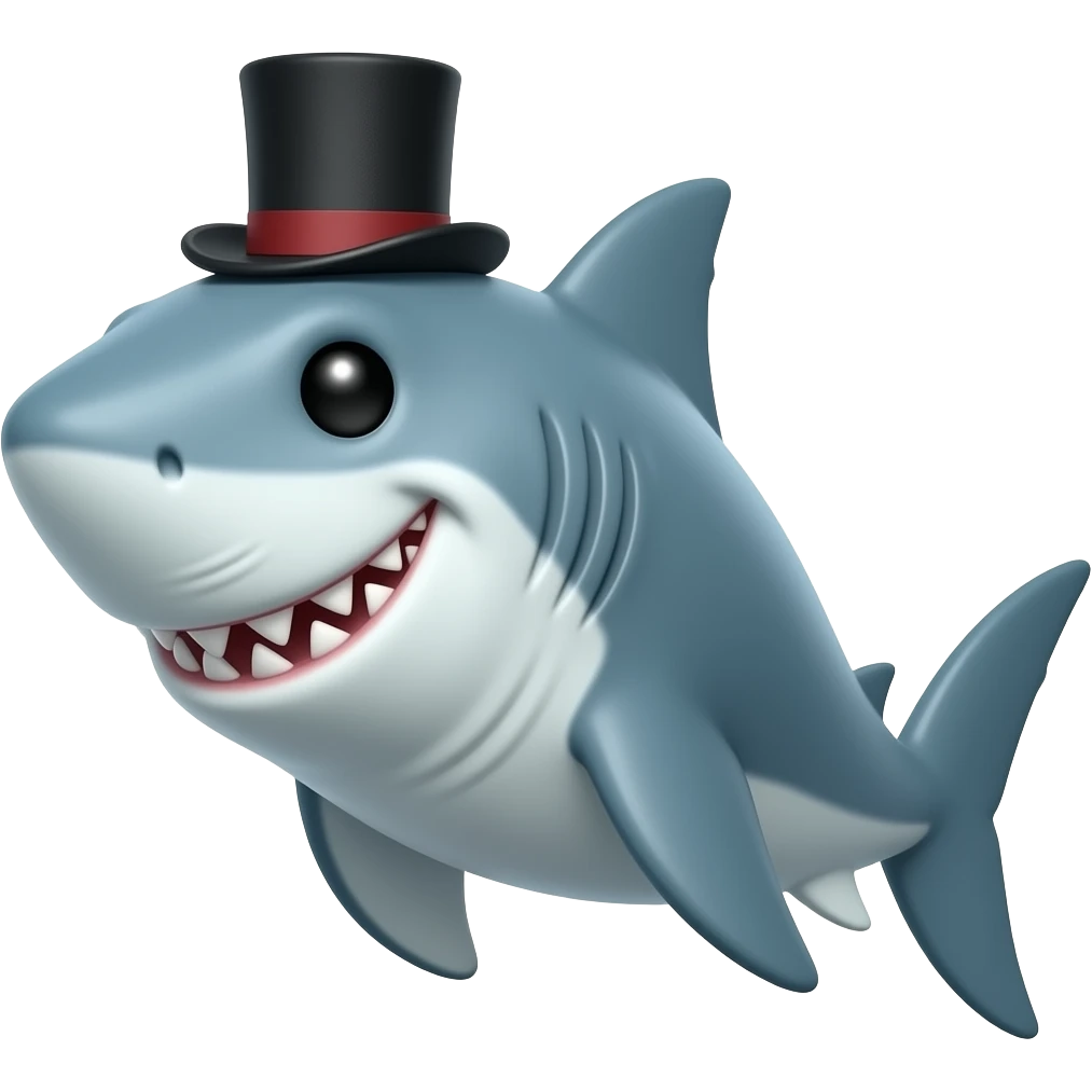 Shark with a top hat emoji
