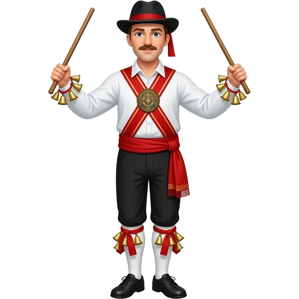 Border Morris dancer with sticks and bells emoji
