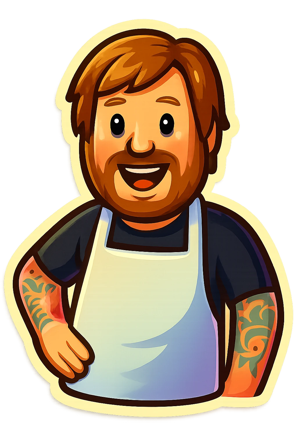 Create an emoji based on this person's appearance. Use a fun, expressive style suitable for emoji, in a retro stickers style. emoji