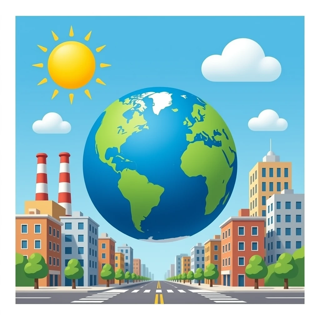 high buildings urban industry earth globe emoji