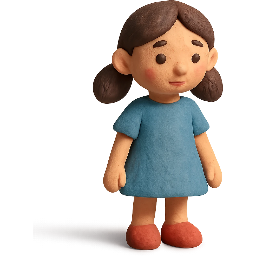 demure girl in claymation style emoji