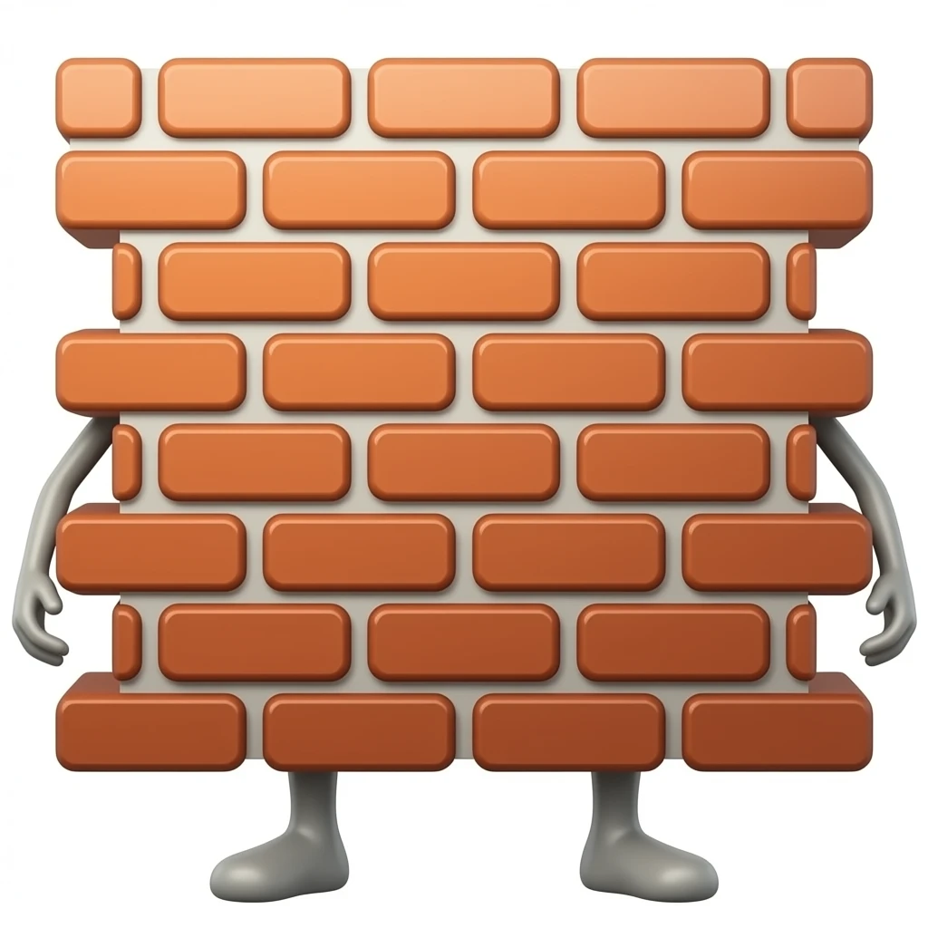 A brick wall with legs without arms emoji