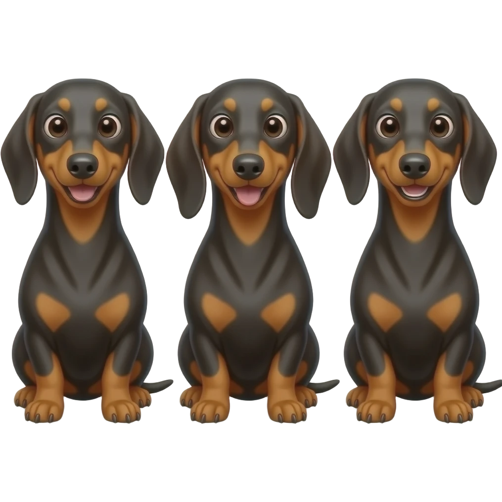 smiling 3 dachshund wide eyes full body different expressions emoji