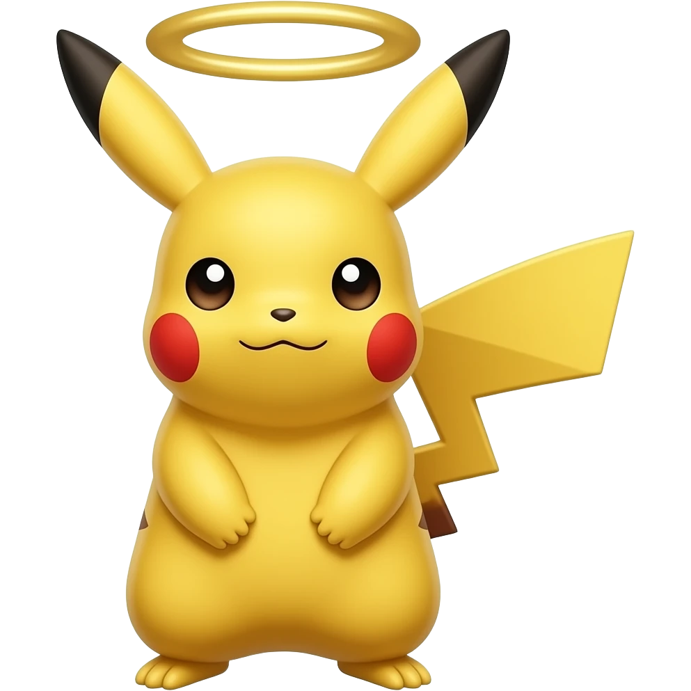 Shiny gold Pikachu with a gold halo emoji