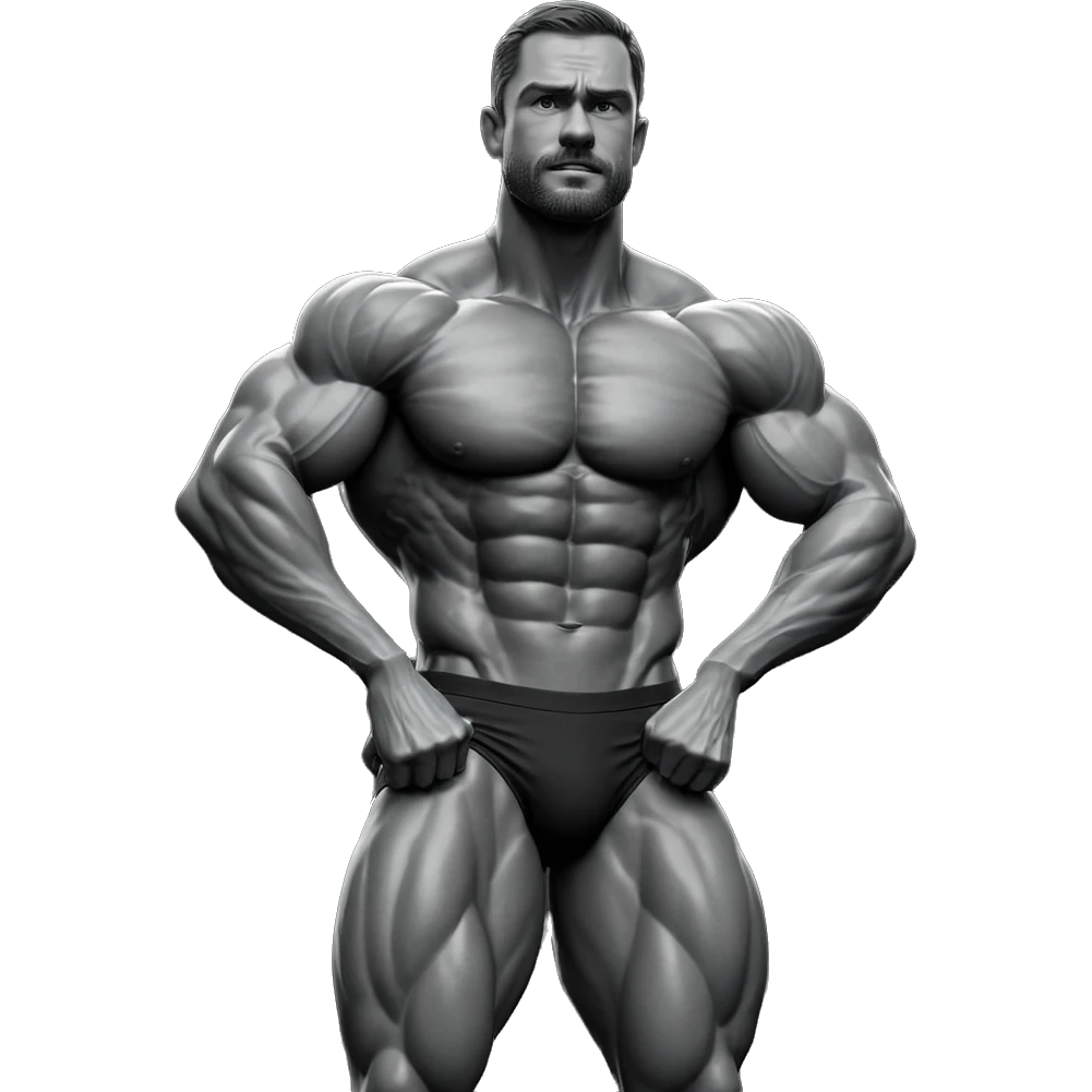 muscular male in greyscale emoji
