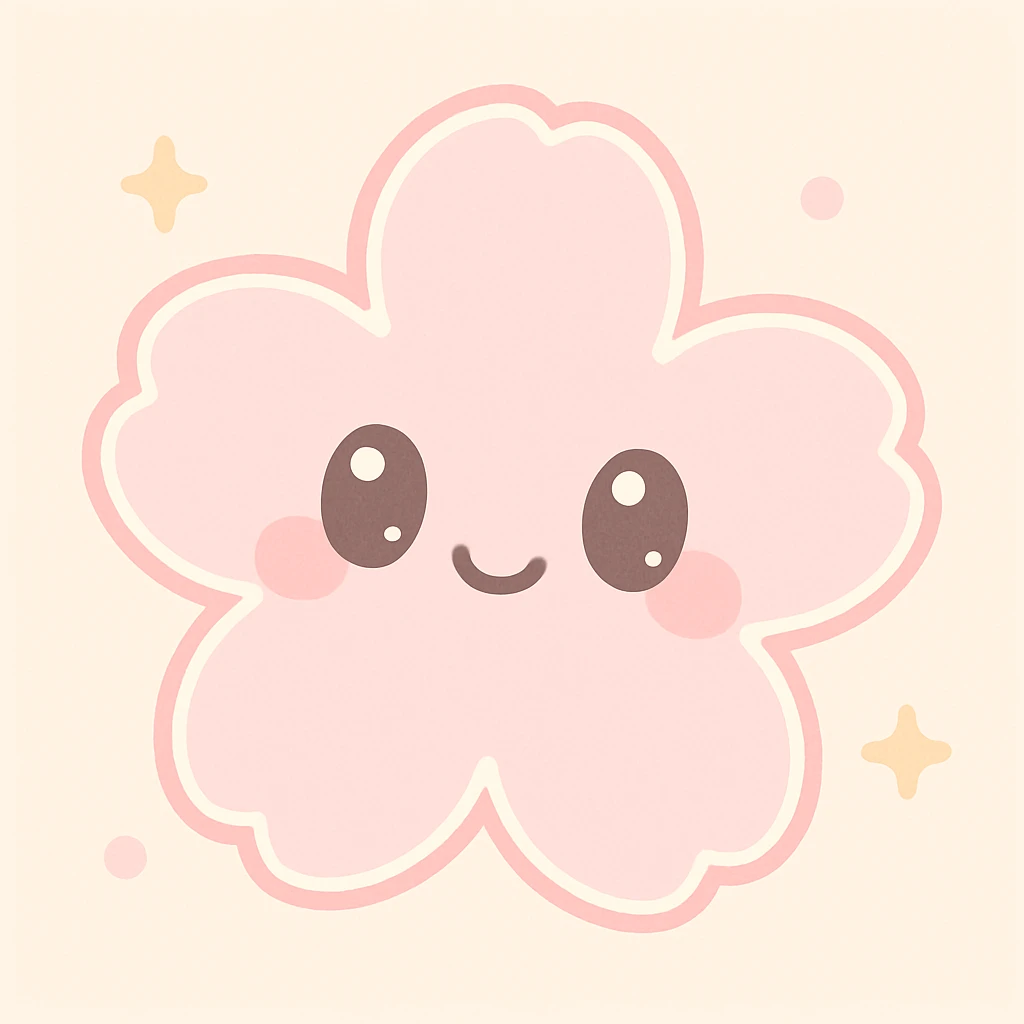 pastel sakura flower with a pearl border, kawaii style emoji