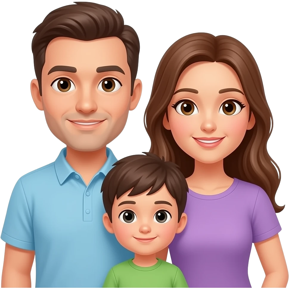 a man and a woman with a kid emoji