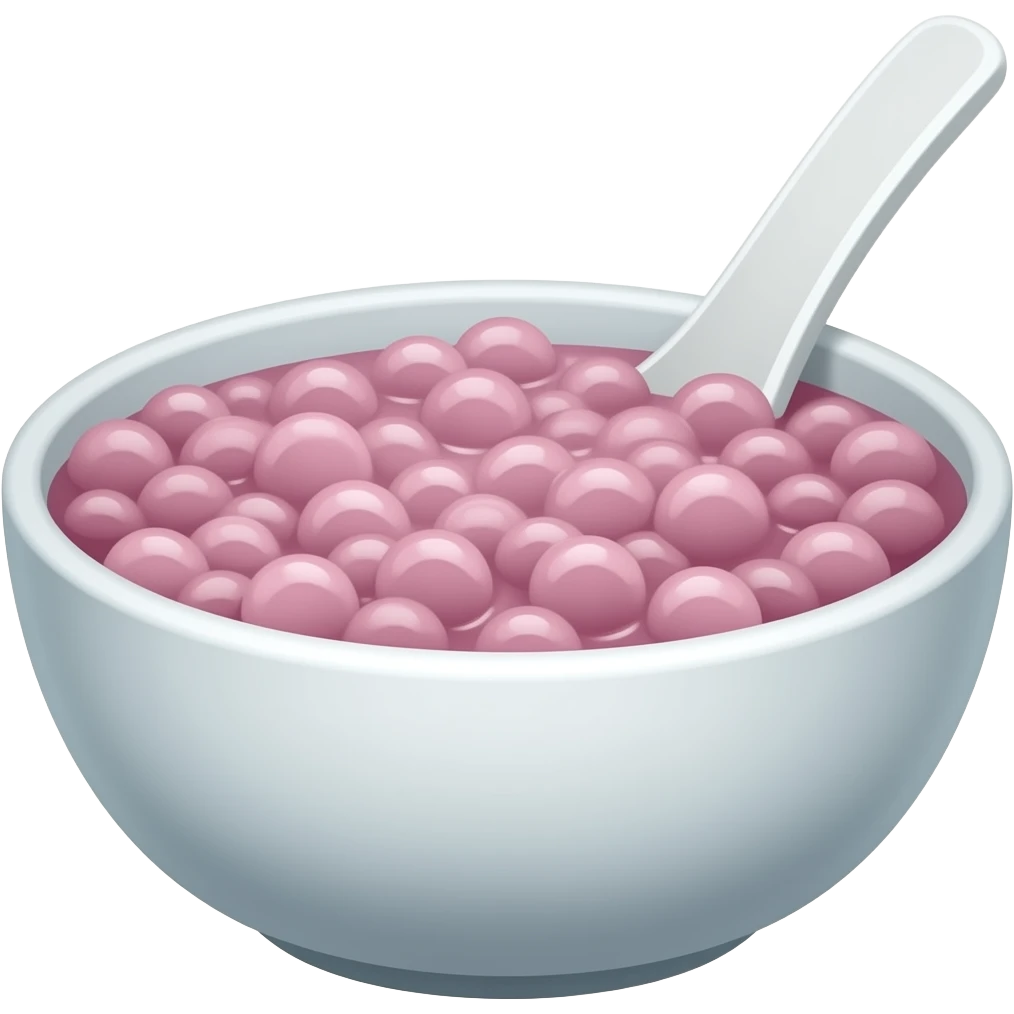 Pink boba balls in a bowl with  a spoon emoji